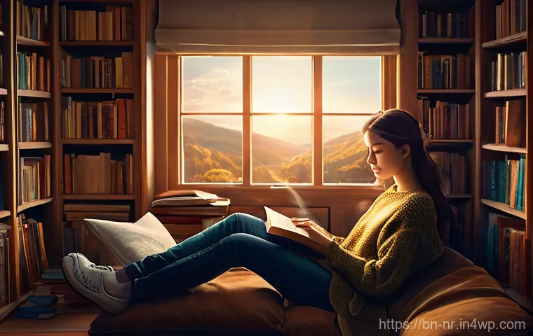 창의적 글쓰기를 위한 독서의 역할 - **Prompt 1: The Writer's Imagination Unleashed**
"A cozy, sunlit reading nook with a female writ...