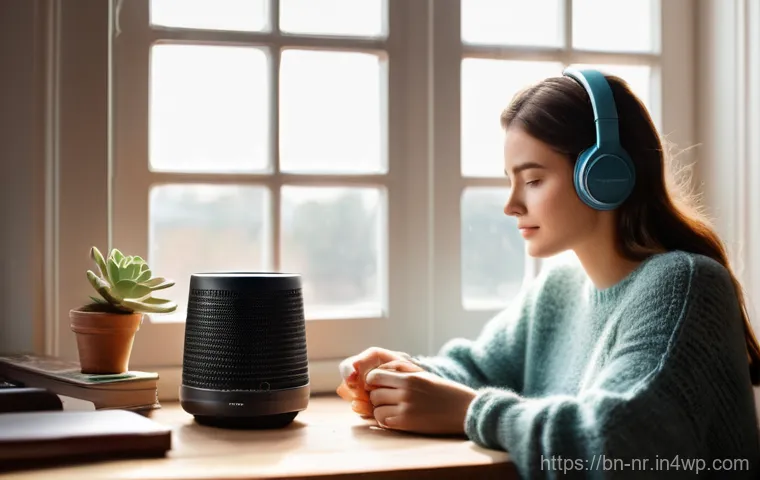 글쓰기 영감을 위한 음악의 힘 - **Prompt:** A young adult female writer in her mid-twenties, sitting comfortably at a rustic wooden ...